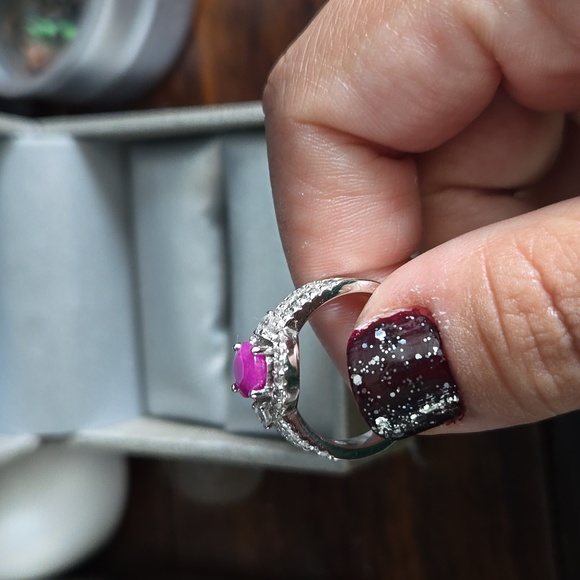 925 Pezzottaite and diamond ring size 7 - Picture 3 of 5